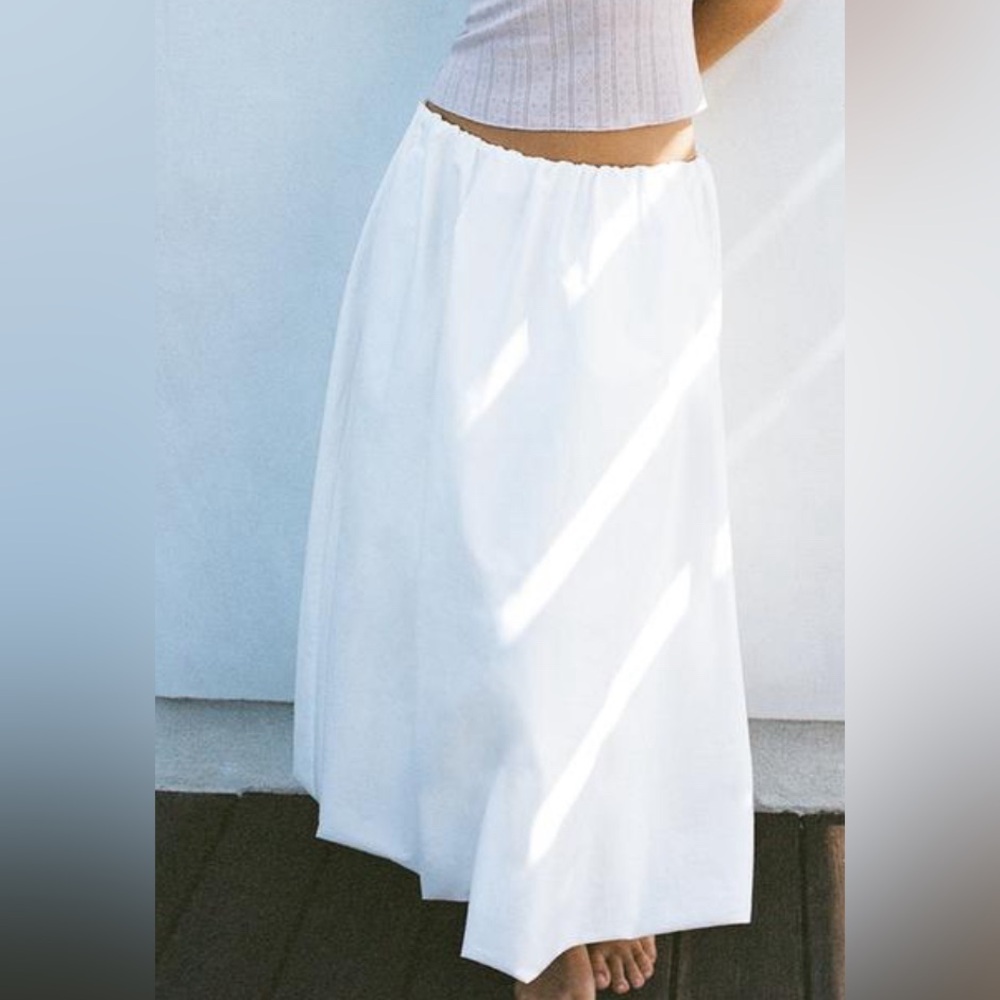 Zara White Midi A-Line Skirt